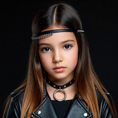 Girl with headband and choker necklace