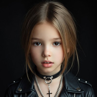 Girl in leather jacket with choker