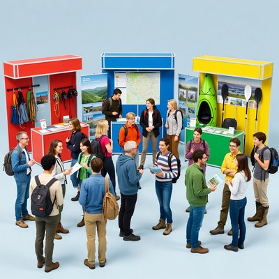 Diverse group at outdoor adventure expo