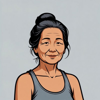 Asian woman with bun hairstyle