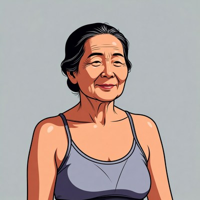 Elderly Asian woman smiling
