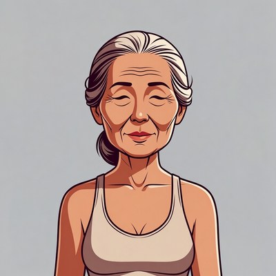 Elderly Asian woman illustration