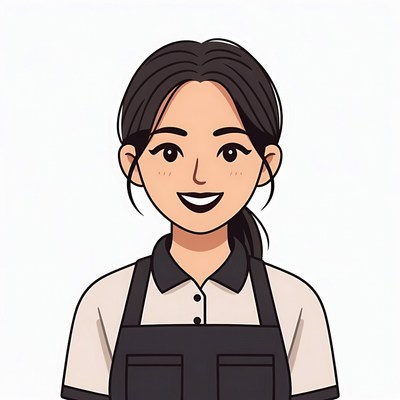 Smiling Asian woman in apron
