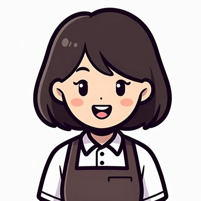 Smiling Asian woman in apron