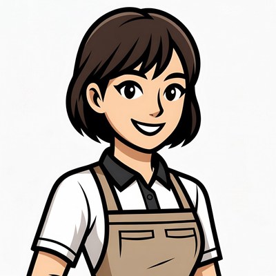 Smiling Asian woman in apron