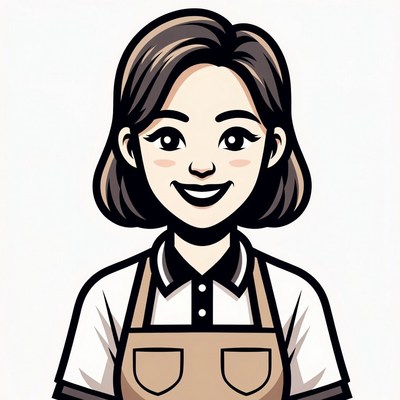 Smiling Asian woman in apron