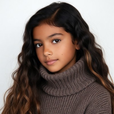Young girl in turtleneck sweater