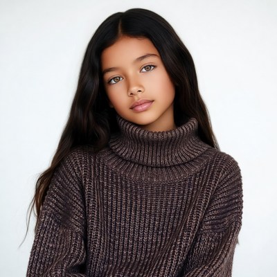 Young girl in turtleneck sweater