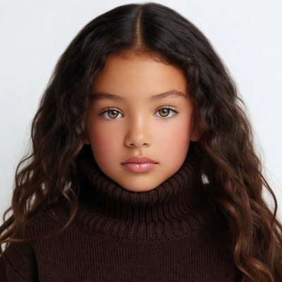 Young girl with curly hair