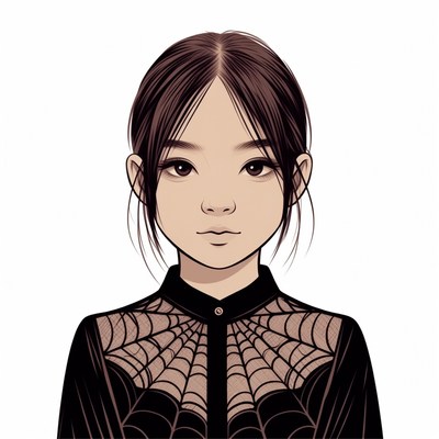 Asian girl in lace collar illustration