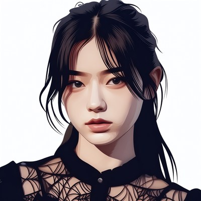 Asian woman in lace top portrait