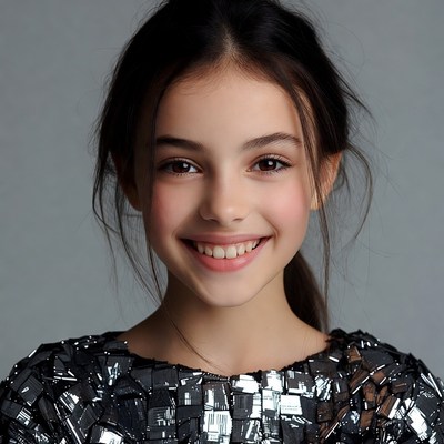 Smiling girl in sequin top