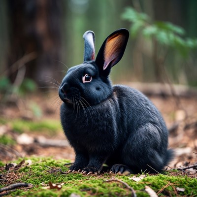 Black rabbit in forest
