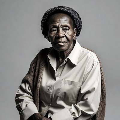 Elderly African woman wearing headwrap