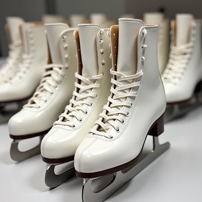 White Ice Skates Lined Up