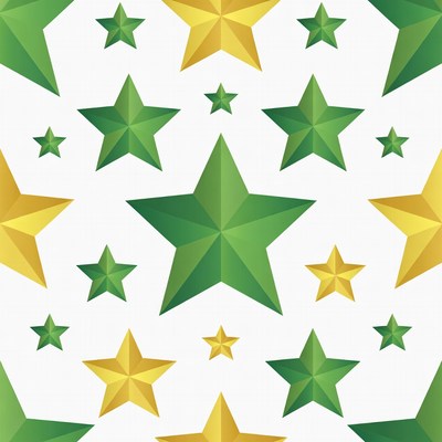 Green and Gold 3D Stars Pattern