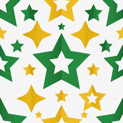 Green and Yellow Origami Stars Pattern