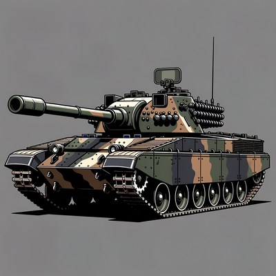 Camouflaged Military Tank Illustration