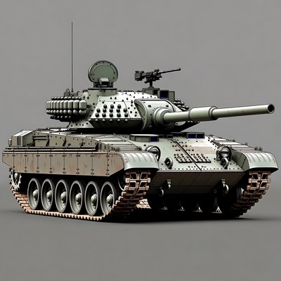 Green 3D Rendered Main Battle Tank