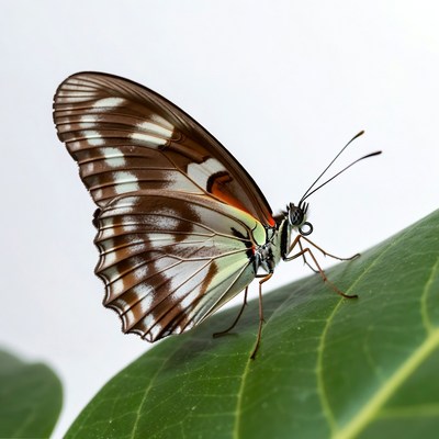 White-barred butterfly on green leaf