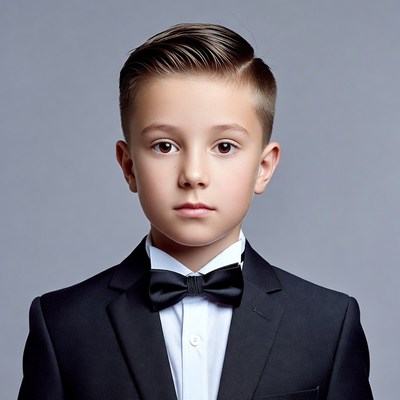 Boy in black tuxedo with bow tie