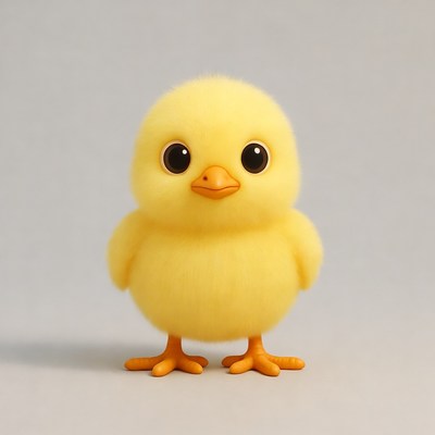 Fluffy yellow chick standing