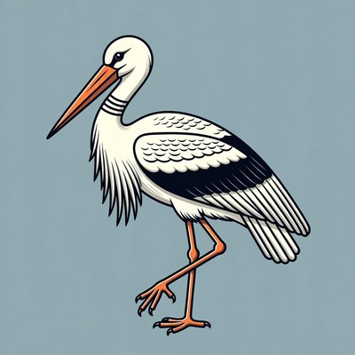 White stork illustration
