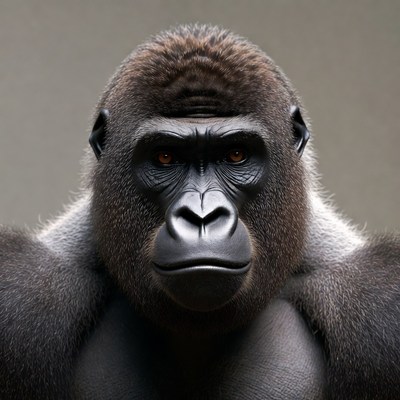 Close-up of intense gorilla face