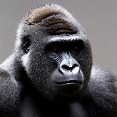 Close-up of silverback gorilla face