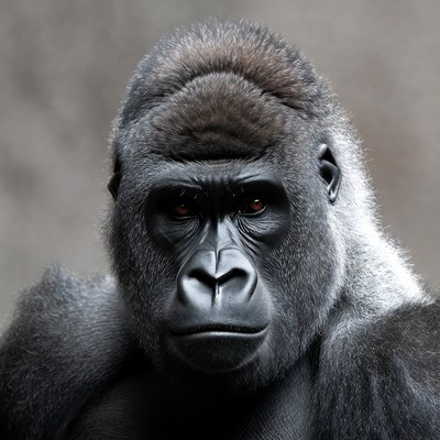 Close-up of intense gorilla face