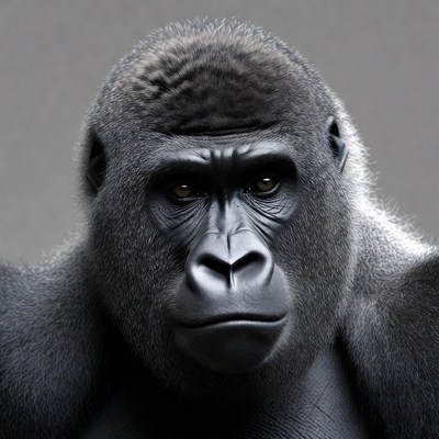 Close-up of silverback gorilla face