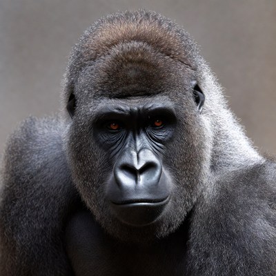 Close-up of intense gorilla face
