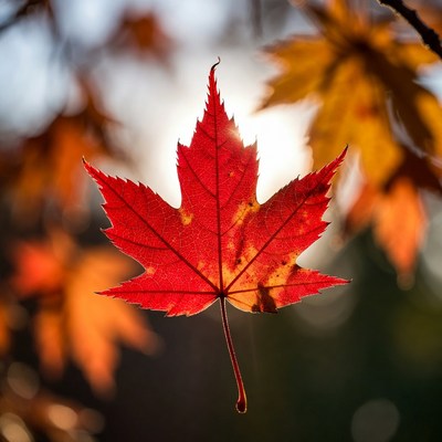 Red Maple Leaf with Sunlight