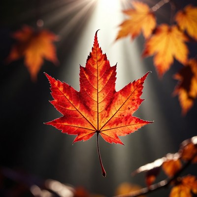 Red Maple Leaf with Sunlight