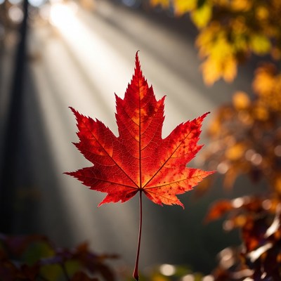Red Maple Leaf in Sunlight