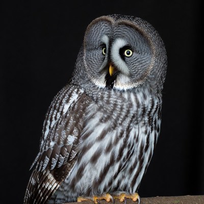 Great Gray Owl on perch