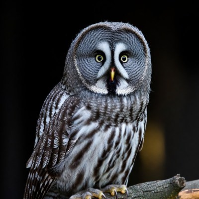 Gray Owl Perched on Branch