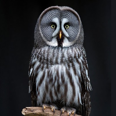 Great Gray Owl on perch
