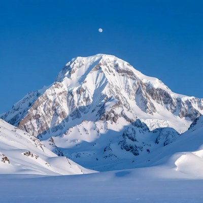 Snowy Mountain with Moon