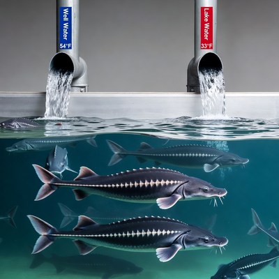 Sterlet Sturgeon in Well and Lake Water Tanks
