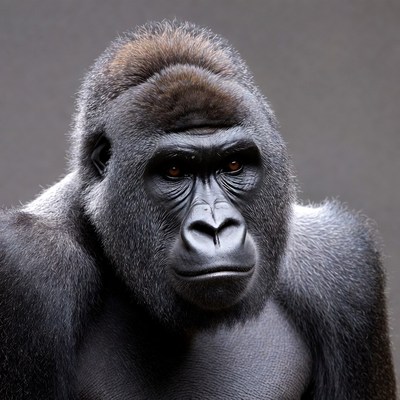 Close-up of intense gorilla face
