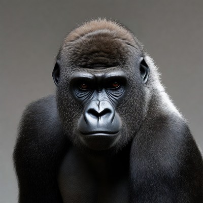 Close-up of intense gorilla face