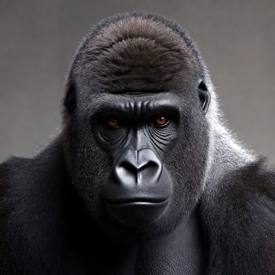 Close-up of intense gorilla face