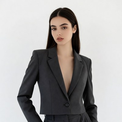 Woman in black blazer suit