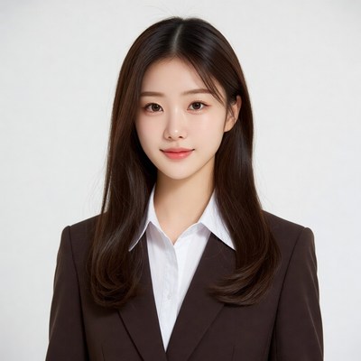 Asian woman in brown blazer suit