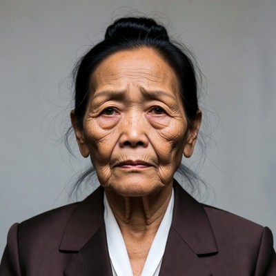 Elderly Asian woman in suit