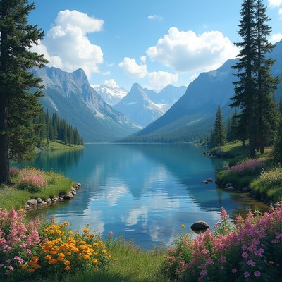 Turquoise Lake in Mountain Valley