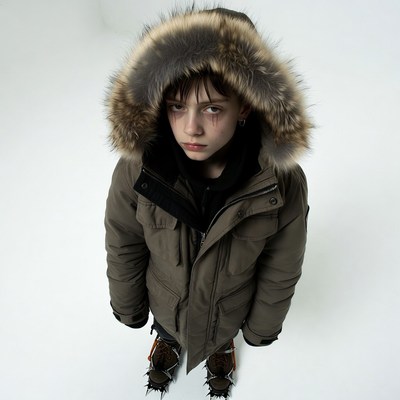 Boy in fur hood parka