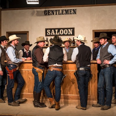 Cowboys at saloon bar