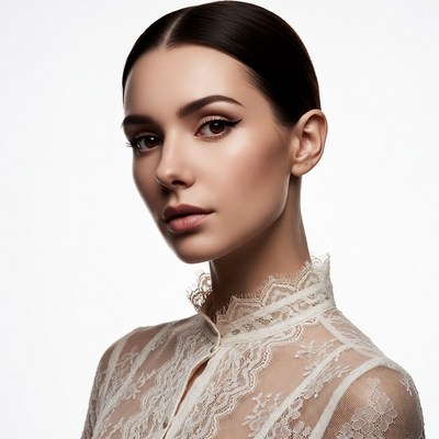 Woman in lace blouse portrait